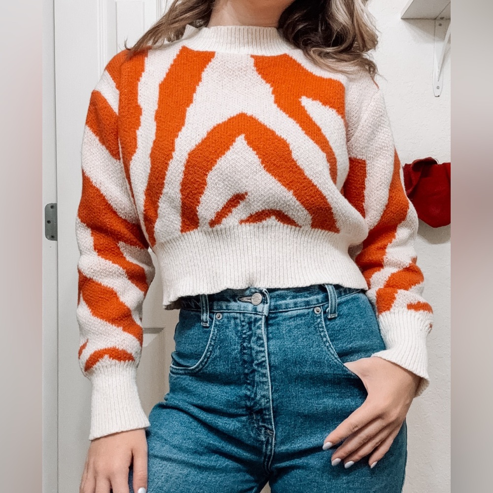 Animal Print Cropped Sweater
